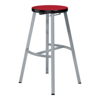 National Public Seating Titan 30" Gray Steel / Particleboard Lab Stool with Hollyberry High-Pressure Laminate Seat