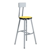 National Public Seating Titan 30" Gray Steel / MDF Lab Stool with Marigold High-Pressure Laminate Seat and Backrest