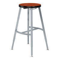 National Public Seating Titan 24" Gray Steel / Particleboard Lab Stool with Wild Cherry High-Pressure Laminate Seat