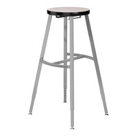 National Public Seating Titan 30" - 38" Height Adjustable Gray Steel / Particleboard Lab Stool with Gray Nebula High-Pressure Laminate Seat