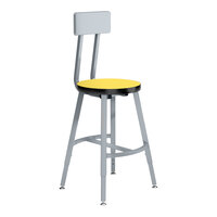 National Public Seating Titan 18" - 26" Height Adjustable Gray Steel / MDF Lab Stool with Marigold High-Pressure Laminate Seat and Backrest