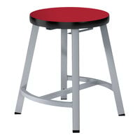National Public Seating Titan 18" Gray Steel / Particleboard Lab Stool with Hollyberry High-Pressure Laminate Seat