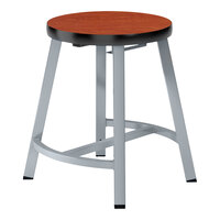 National Public Seating Titan 18" Gray Steel / MDF Lab Stool with Wild Cherry High-Pressure Laminate Seat