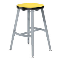 National Public Seating Titan 18" - 26" Height Adjustable Gray Steel / MDF Lab Stool with Marigold High-Pressure Laminate Seat