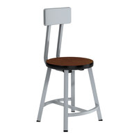 National Public Seating Titan 18" Gray Steel / MDF Lab Stool with Montana Walnut High-Pressure Laminate Seat and Backrest