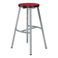 National Public Seating Titan 30" Gray Steel / MDF Lab Stool with Hollyberry High-Pressure Laminate Seat