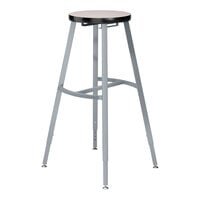 National Public Seating Titan 30" - 38" Height Adjustable Gray Steel / MDF Lab Stool with Gray Nebula High-Pressure Laminate Seat