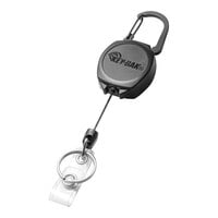 KEY-BAK Sidekick Black Keychain / ID Badge Holder with Carabiner, Dual ID Strap / Split Ring, and 24" Dupont Kevlar® Retractable Cord 0KB1-0A22