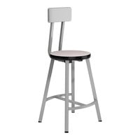 National Public Seating Titan 24" Gray Steel / Particleboard Lab Stool with Gray Nebula High-Pressure Laminate Seat and Backrest