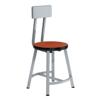National Public Seating Titan 18" Gray Steel / MDF Lab Stool with Wild Cherry High-Pressure Laminate Seat and Backrest