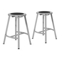 National Public Seating Titan 24" Gray Steel / Black Poly Lab Stool - 2/Pack