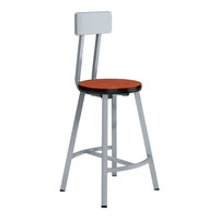 National Public Seating Titan 24" Gray Steel / Particleboard Lab Stool with Wild Cherry High-Pressure Laminate Seat and Backrest