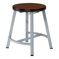National Public Seating Titan 18" Gray Steel / Particleboard Lab Stool with Montana Walnut High-Pressure Laminate Seat