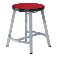 National Public Seating Titan 18" Gray Steel / MDF Lab Stool with Hollyberry High-Pressure Laminate Seat