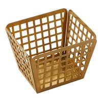 American Metalcraft 4 1/8" x 3 3/8" x 3" Laser Cut Gold Rectangle Stainless Steel Fry Basket Server