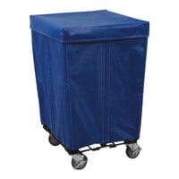 Royal Basket Trucks 10 Cu. Ft. Blue Vinyl Square Collection Cart with 4 Swivel Casters R25-BBB-PWA-4ULT