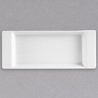 CAC F-2S Fortune 8 3/4 inch x 3 1/2 inch Rectangular Porcelain Tasting Tray with Handles - White - 24/Case