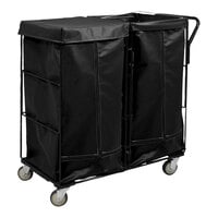 Royal Basket Trucks 14 Cu. Ft. Black Double Compartment Collection Cart with 4 Swivel Casters R41-KKX-J2A-4UNN