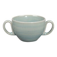 RAK Porcelain Rakstone Spot 9.45 oz. Sapphire Porcelain Bouillon Cup with Handles - 12/Case