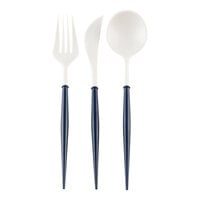 Sophistiplate Bella White / Navy Plastic Cutlery - 288/Case