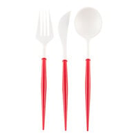 Sophistiplate Bella White / Red Plastic Cutlery - 288/Case