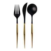 Sophistiplate Bella Black / Gold Plastic Cutlery - 288/Case
