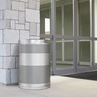 Rubbermaid FGS55SSTSSPL Round Stainless Steel Perforated Waste Receptacle 51 Gallon
