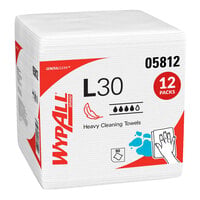 WypAll® L30 12" x 12 1/2" White Wiper 05812 - 1,080/Case