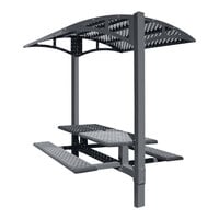 Paris Site Furnishings Shade Series 6' Graphite Gray Mounted Picnic Table with Canopy