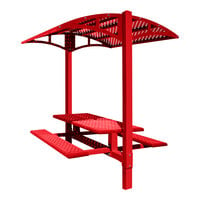 Paris Site Furnishings Shade Series 6' Carmine Red Mounted Picnic Table with Canopy