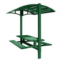 Paris Site Furnishings Shade Series 6' Moss Green Mounted Picnic Table with Canopy