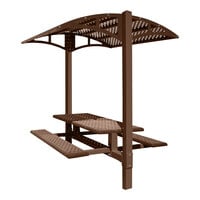 Paris Site Furnishings Shade Series 6' Chocolate Brown Mounted Picnic Table with Canopy