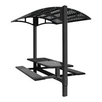 Paris Site Furnishings Shade Series 6' Jet Black Mounted Picnic Table with Canopy