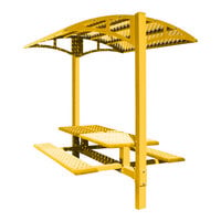 Paris Site Furnishings Shade Series 6' Dahlia Yellow Mounted Picnic Table with Canopy