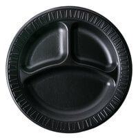 Dart 9CPBQR Quiet Classic 9" 3 Compartment Black Laminated Round Foam Plate - 500/Case