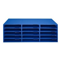 ADIRoffice 29" x 13" x 9 1/2" 15-Compartment Blue Construction Paper Classroom Literature Organizer ADI501-15-CP-BLU-2 - 2/Pack