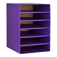 ADIRoffice 2 11/16" x 13 9/16" x 17 11/16" 6-Compartment Purple Foldable Classroom Literature Organizer ADI501-06-PUR-2PK - 2/Pack