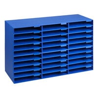 ADIRoffice 32" x 13" x 21" 30-Compartment Blue Classroom Literature Organizer ADI501-30-BLU-2PK - 2/Pack