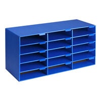 ADIRoffice 32" x 13" x 17" 15-Compartment Blue Classroom Literature Organizer ADI501-15-BLU-2PK - 2/Pack