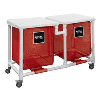 Royal Basket Trucks 35 Gallon Red Double Compartment PVC Hamper R35-RRX-H2N-3ULN