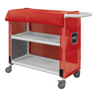 Royal Basket Trucks 24" Red PVC Linen Cart with 2 Shelves R24-RRX-L2A-3ULN