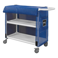 Royal Basket Trucks 24" Blue PVC Linen Cart with 2 Shelves R24-BBX-L2A-3ULN
