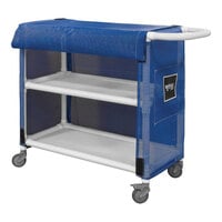 Royal Basket Trucks 42" Blue PVC Linen Cart with 2 Shelves R42-BBX-L2A-4ULN