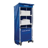 Royal Basket Trucks 32" Blue Towel Station with 2 Shelves R32-BBX-TSA-4ULN