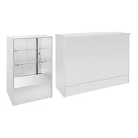 72" x 20" x 38" Two Piece White Checkout Set with Glass Counter Display Showcase