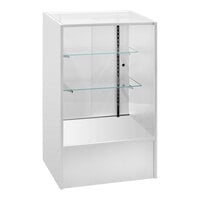 24" x 18" x 38" White Full Vision Display Showcase Counter with Adjustable Shelves and Sliding Door