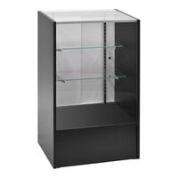 24" x 18" x 38" Black Full Vision Display Showcase Counter with Adjustable Shelves and Sliding Door