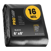 ProTarp Black Extra Heavy-Duty Weatherproof 16 Mil Poly Tarp with Reinforced Edges