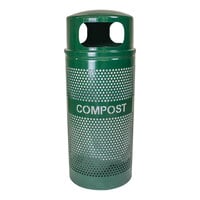 Ex-Cell Kaiser WR-34R DM CMPST HGR Landscape Series 34 Gallon Round Hunter Green Gloss Outdoor Compost Receptacle with Dome Top