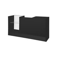 72 inch x 18 inch x 38 inch All-In-One Black Cash Register Checkout Service Counter with Showcase